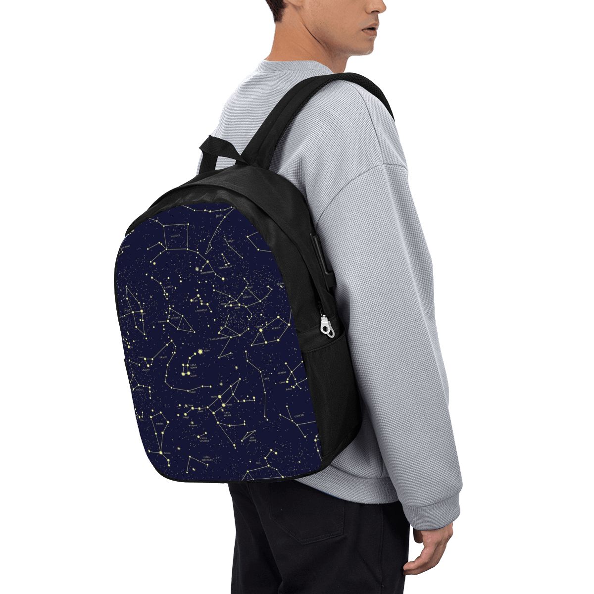 Laptop Bag - Nachthemel Gouden hemelsterren Zodiac Constellaties Rugzak