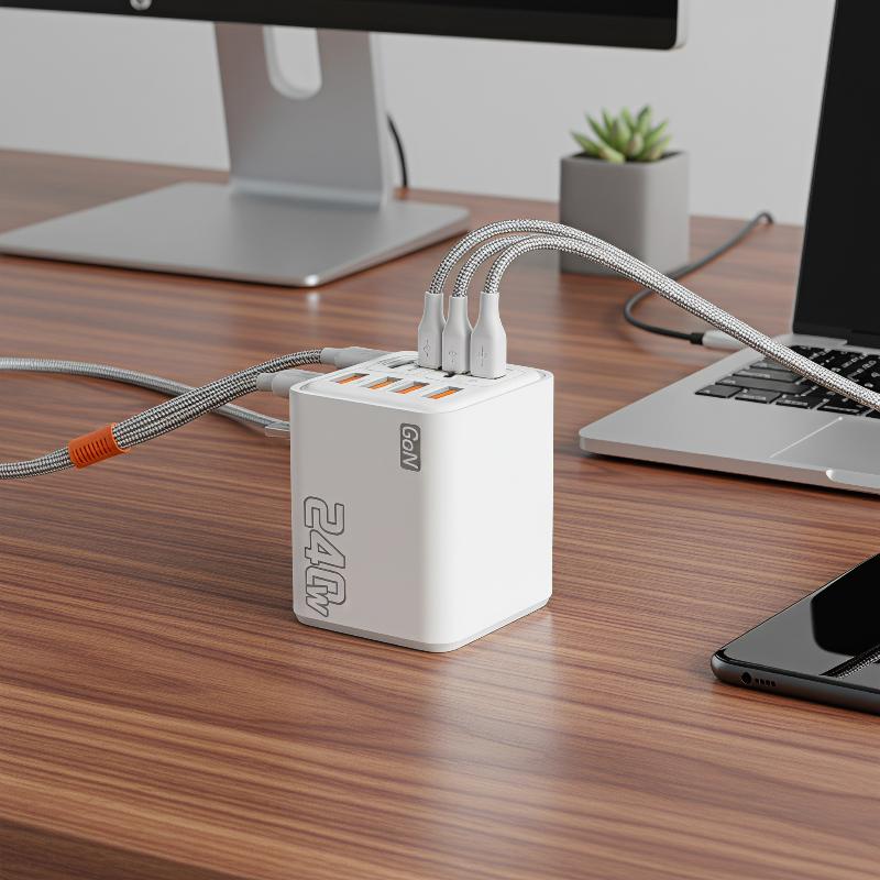 Laptop Charger - 240W GaN USB C-lader 8-in-1 snellaad-adapter,
