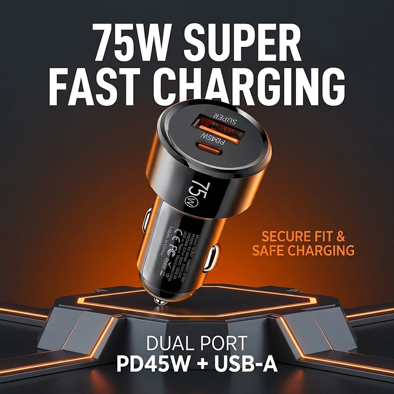 Usb C Hub - 75W Dual Port Autolader PD 45W